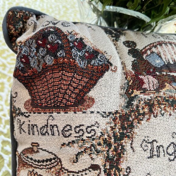 Decorative Tapestry Throw Pillow "Ingredients For A Happy Home" - Picture 10 of 14